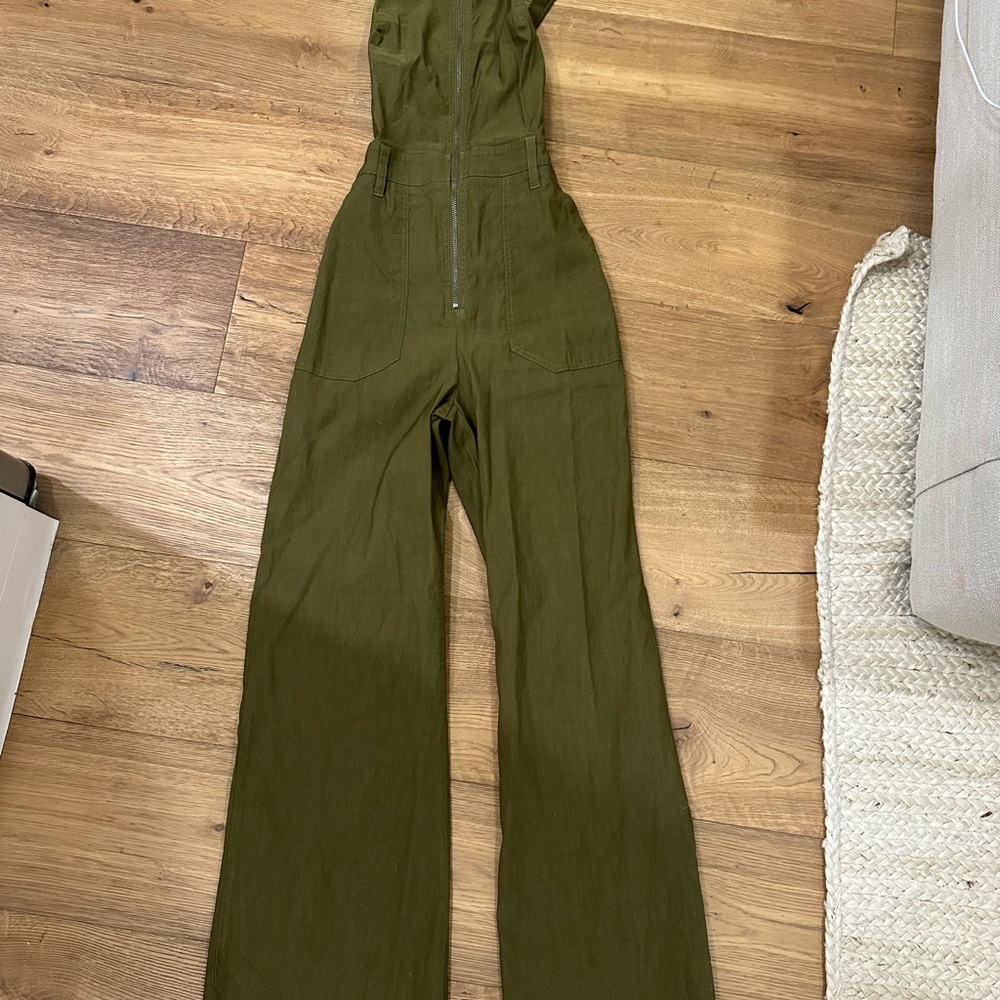 Anthropologie Green Jumpsuit Wide-Leg Design